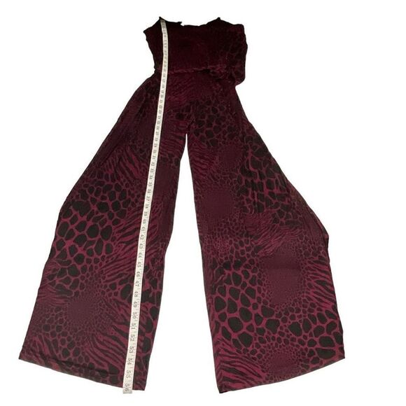 Michael Michael Kors Jumpsuit Red Black Leopard Wide Leg Chain Straps Large - Picture 6 of 15